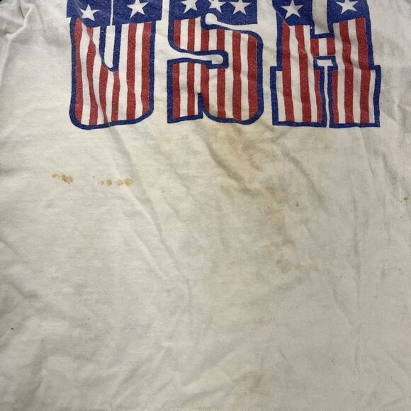 Vintage 60s USA White Graphic Spell Out Cotton Tank Top - Picture 3 of 5